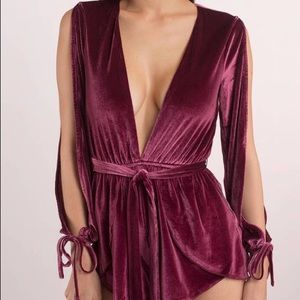 Velvet wine colored romper